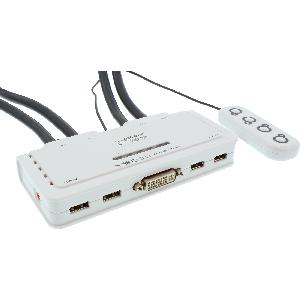 InLine KVM Switch - 4-fach - DVI-D - USB - mit Audio - integr. Kabel